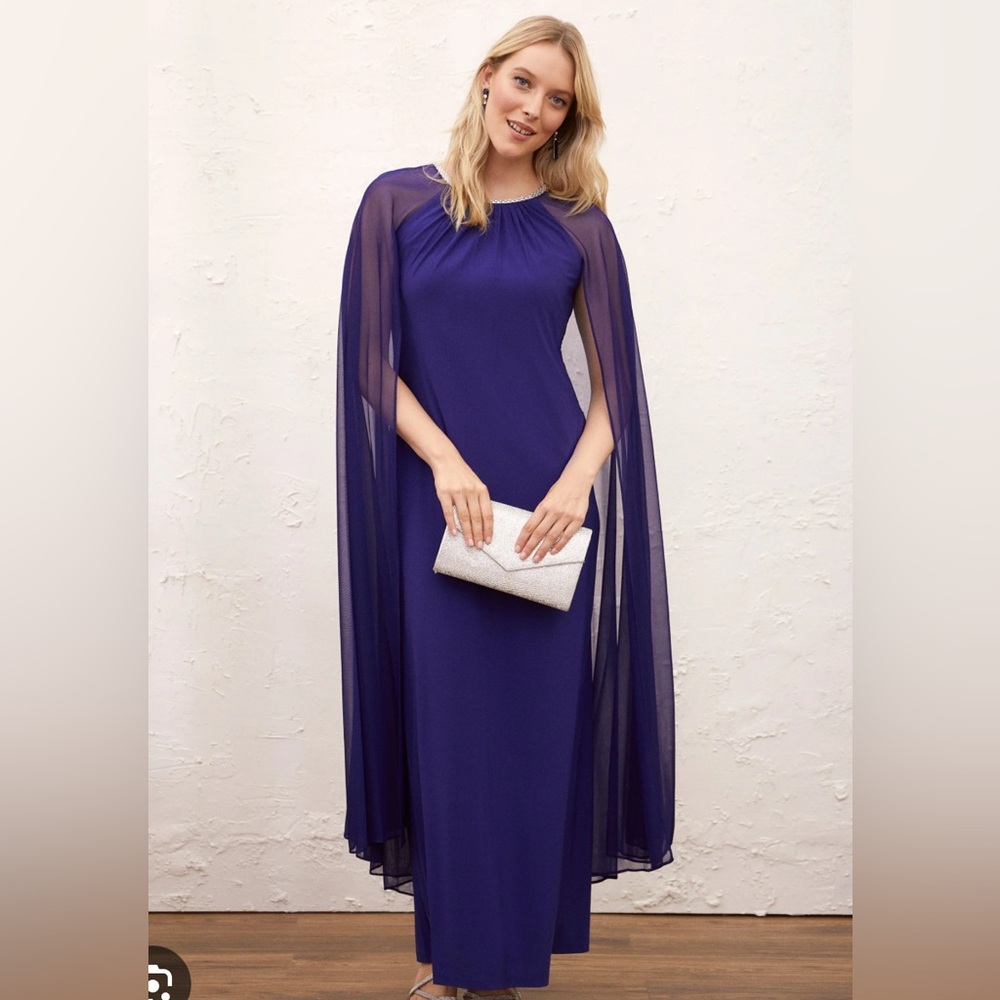 Rhinestone Neck Cape Dress